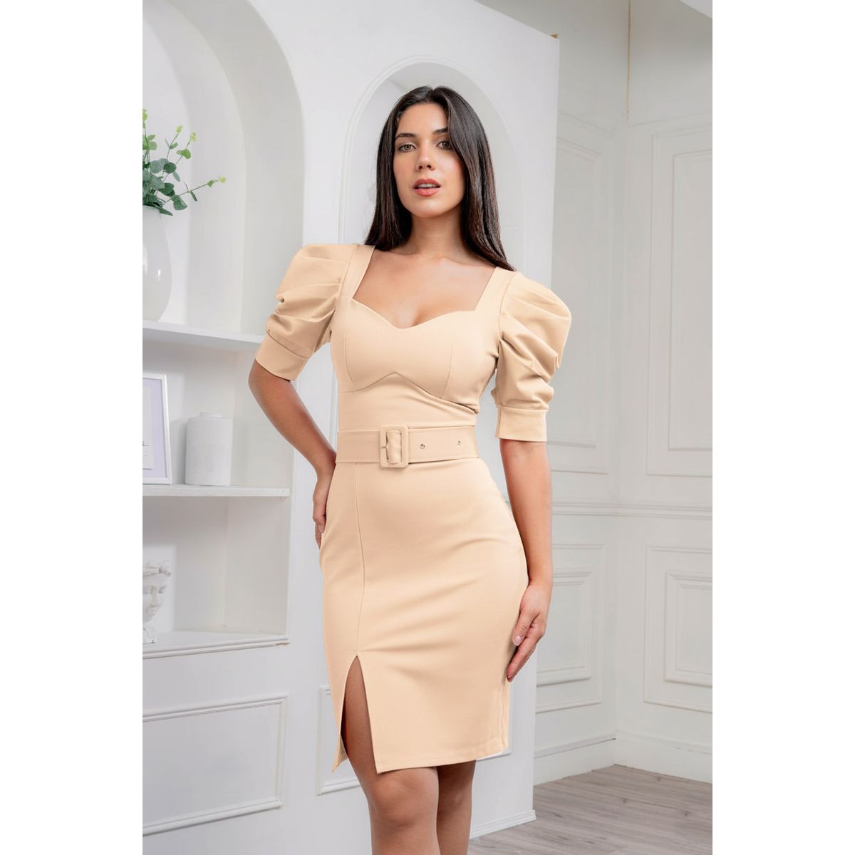 ARMA TU LOOK - VESTIDO DIANA CON CINTURÓN MANGAS ABULLONADAS ARMA TU LOOK