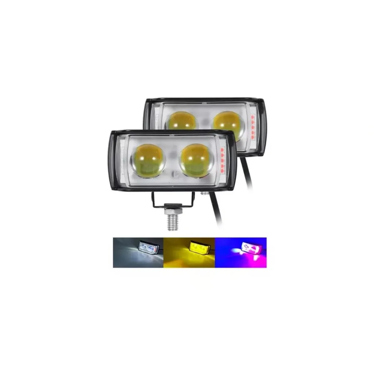 GENERICO - PAR FARO EXPLORADOR DUAL 27W FIJO + FLASH  LUZ POLICIAL