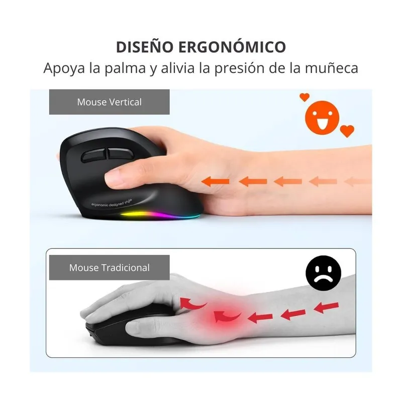 MEETION - Mouse BT008 MEETION Inalámbrico Bluetooth Recargable Ergonómico Negro