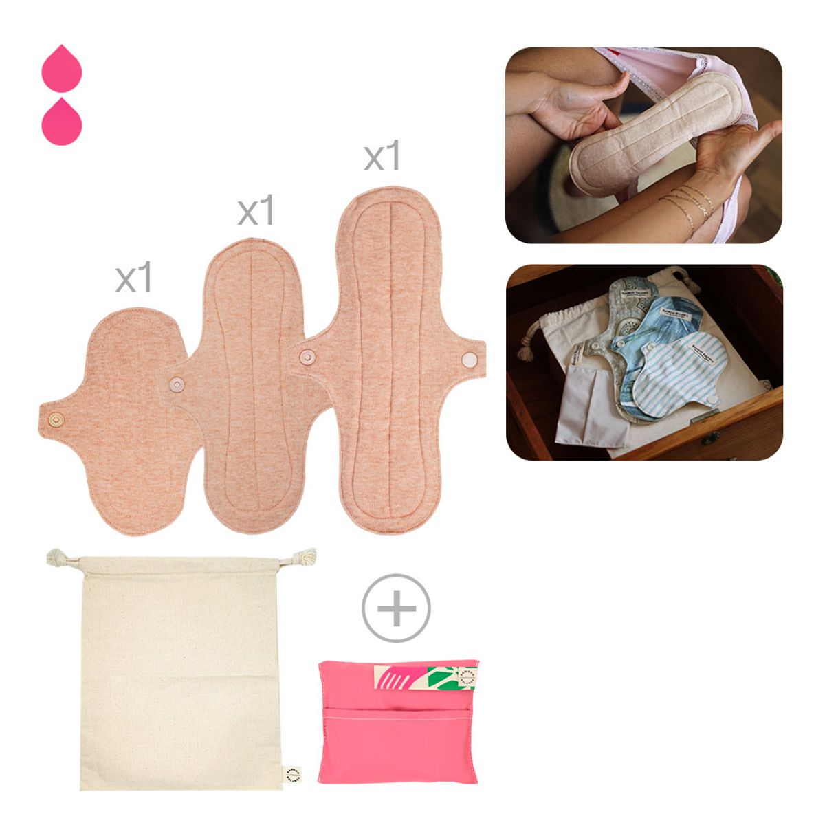 BAMBOO BALANCE - Toalla Higiénica Femenina de Tela - Pack - Prueba - Vicuña