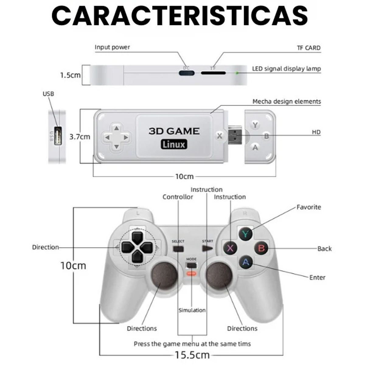 GENERICO - CONSOLA DE JUEGO Y6+DOS MANDOS INALAMBRICOS