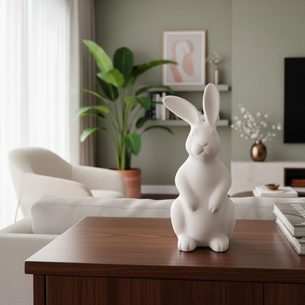 MAP DESIGN HOME - Adorno Conejo Decorativo Marble  14x10x29 cm