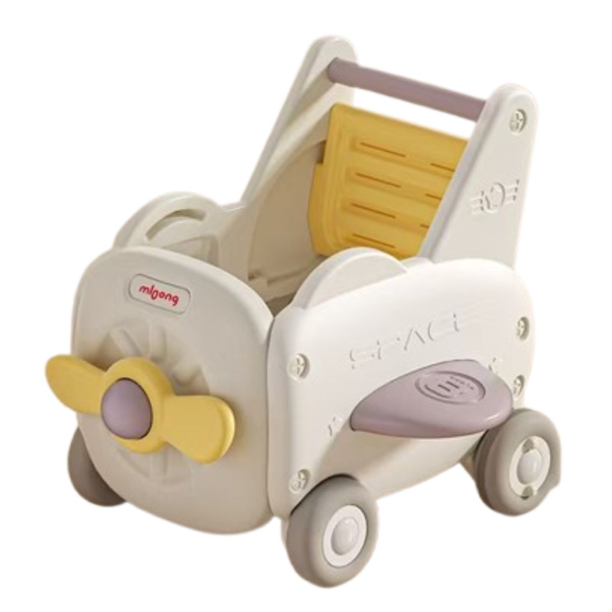 GENERICO - Andador multifuncional forma de avión amarillo hasta 15 kilos