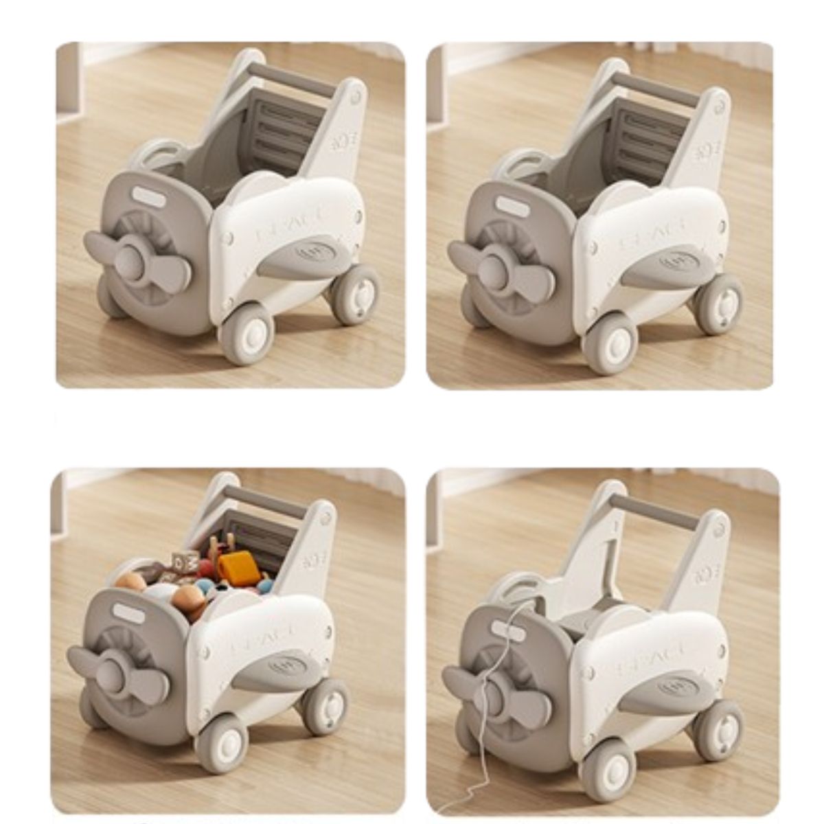 GENERICO - Andador multifuncional forma de avión amarillo hasta 15 kilos