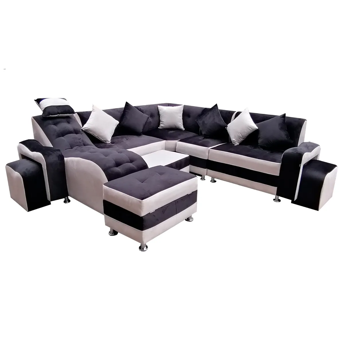 GENERICO - SOFA SECCIONAL MODELO VIP COLOR NEGRO CON CHAMPAGUE