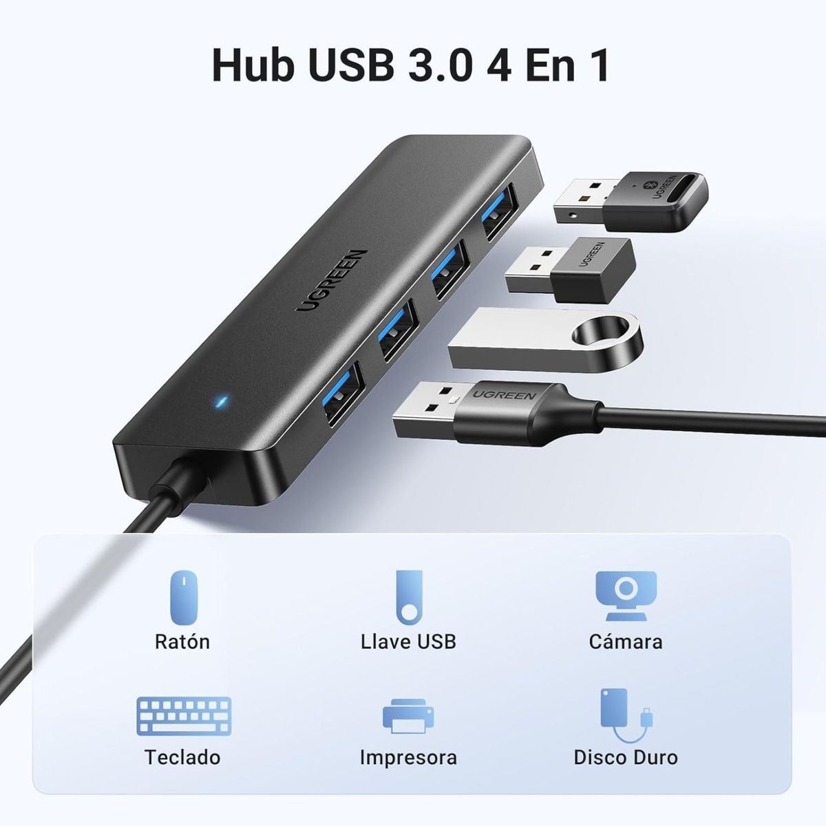 UGREEN - UGREEN Hub USB 3.0 a 4 Puertos USB 3.0 15 cm (CM219 - 25851)