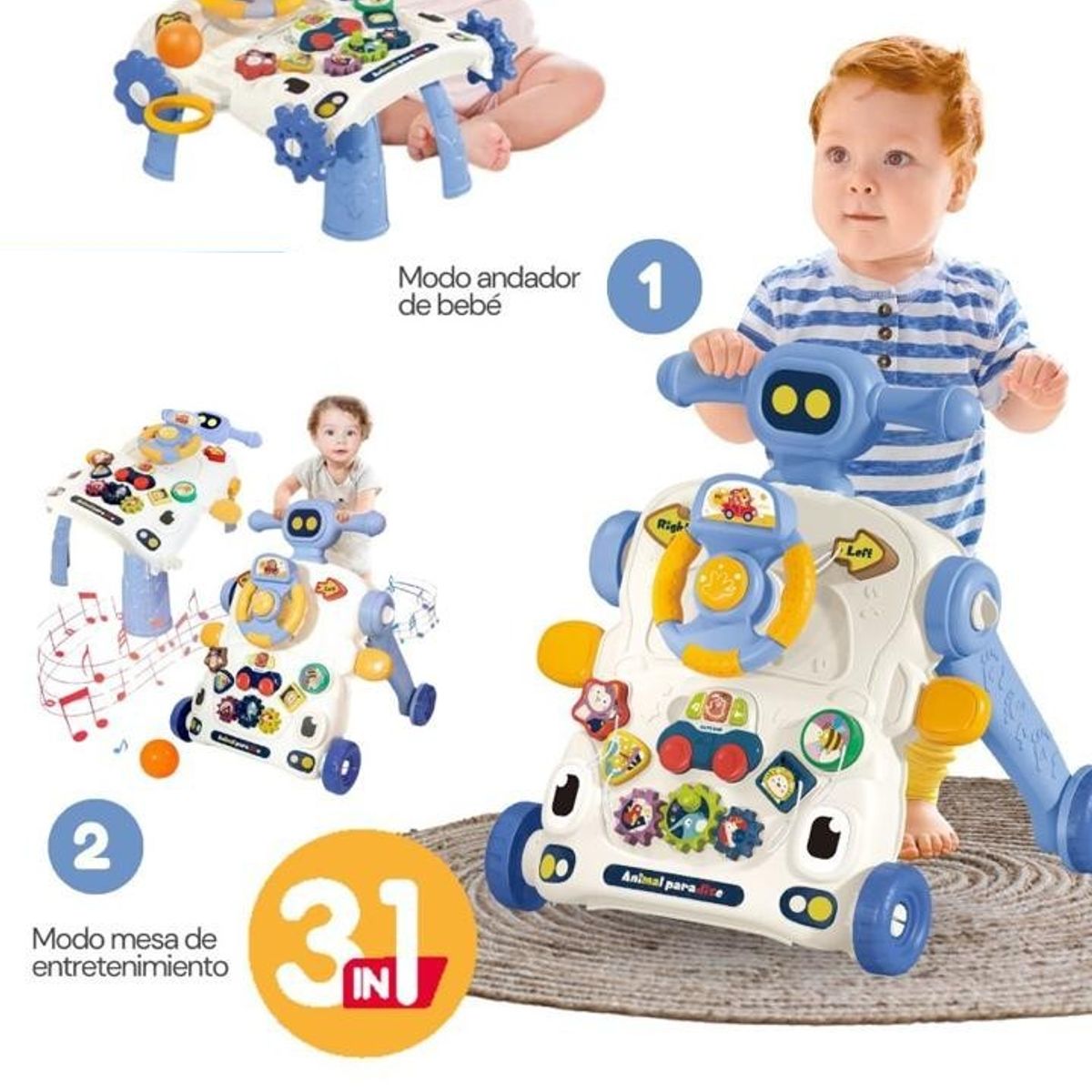 CAM - CAMINADOR MULTIFUNCIONAL 3 EN 1 AZUL