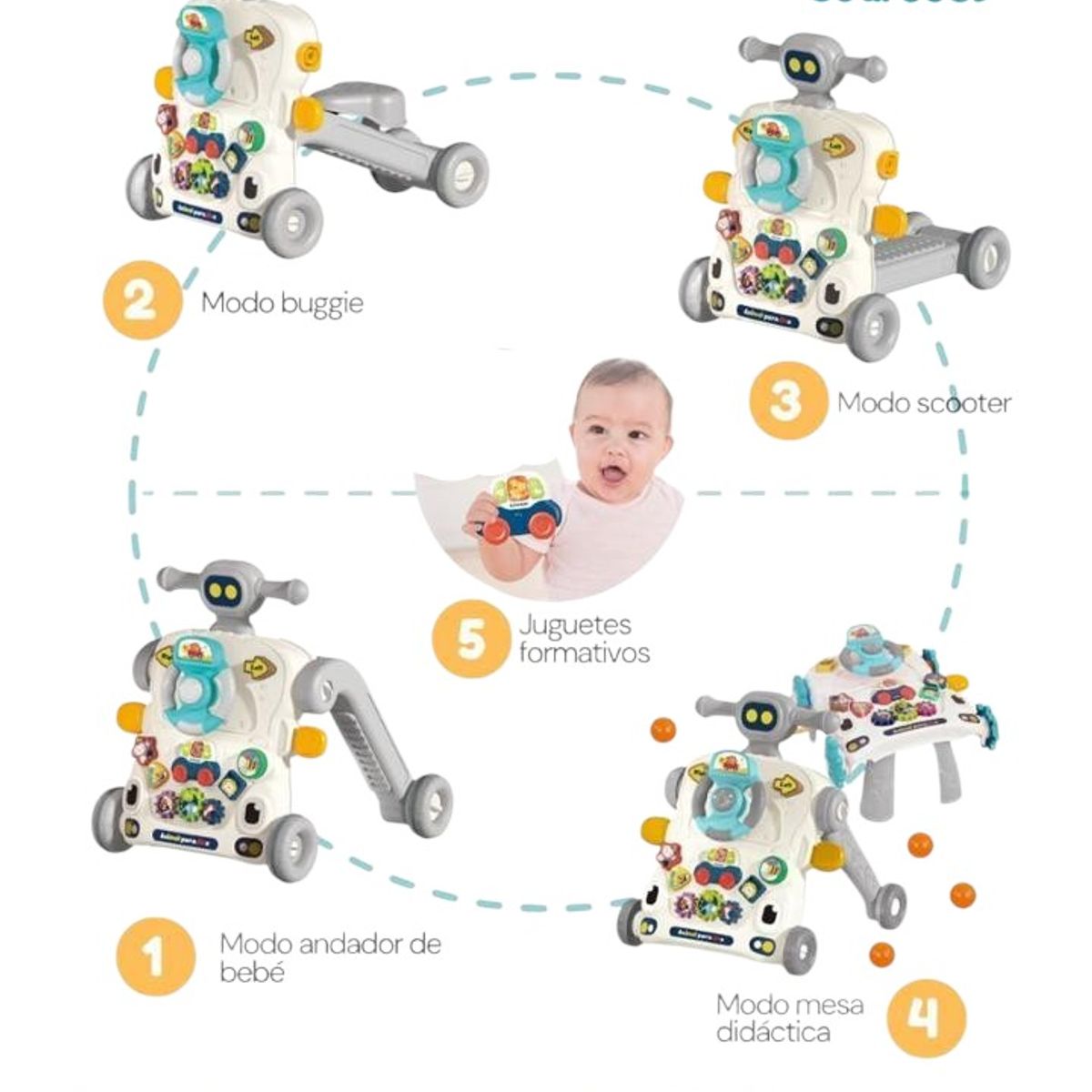 CAM - CAMINADOR MULTIFUNCIONAL 5 EN 1 GRIS