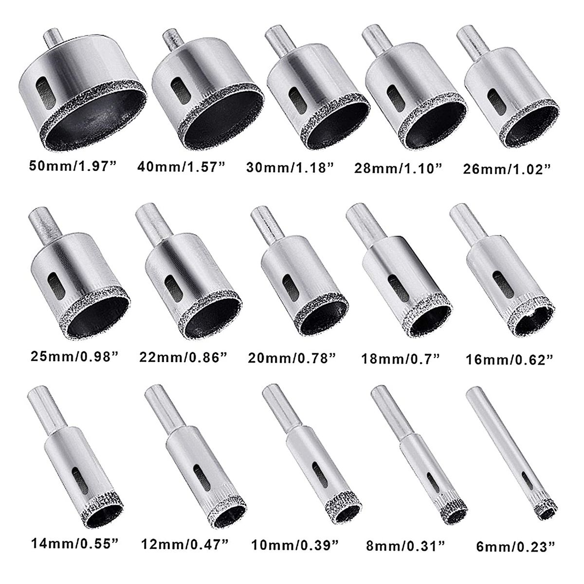 GENERICO - Brocas Diamantadas X 15 Piezas Porcelanato Vidrio Cerámico