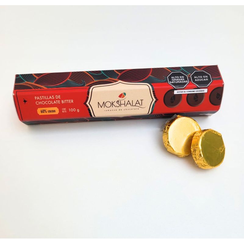 MOKSHALAT - PASTILLAS DE CHOCOLATE BITTER 60% 100G