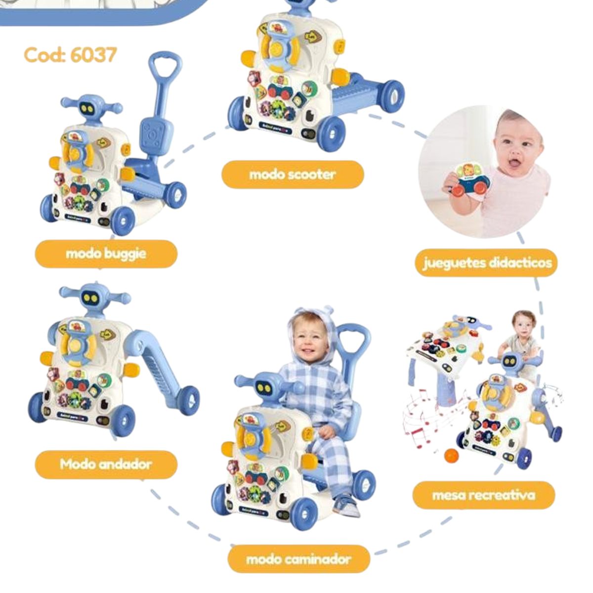 CAM - CAMINADOR MULTIFUNCIONAL 6 EN 1 AZUL