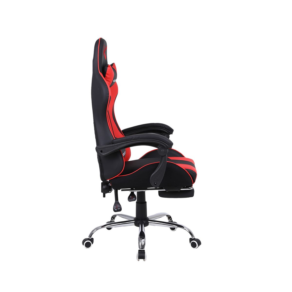 KUZLER - Silla Gamer Kuzler Roja Masajeador Lumbar Reposapiés y Base Metálica RIK-101RE