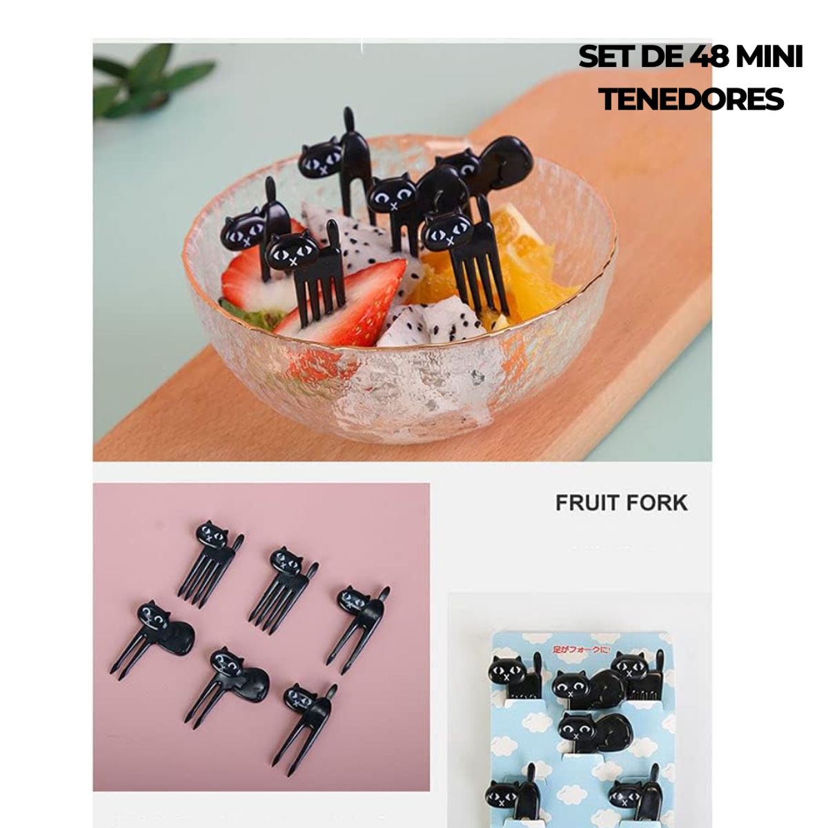 GENERICO - MINI TENEDORES DE FRUTA 48PCS