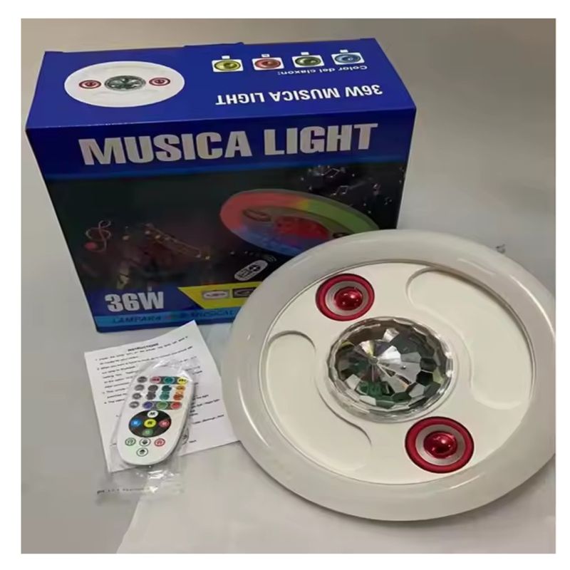 GENERICO - LAMPARA DE TECHO FOCO PARLANTE CON LUZ BLANCA Y  RGB .