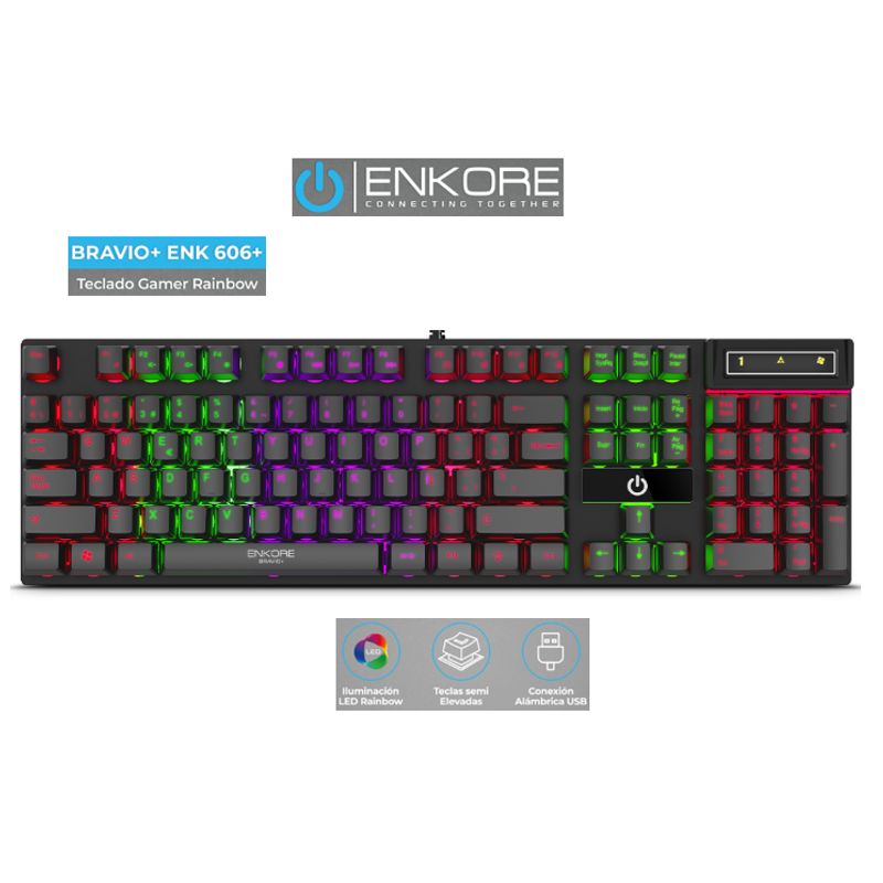 ENKORE - Teclado Gamer BRAVIO+ ENK606+ USB Rainbow ENKORE