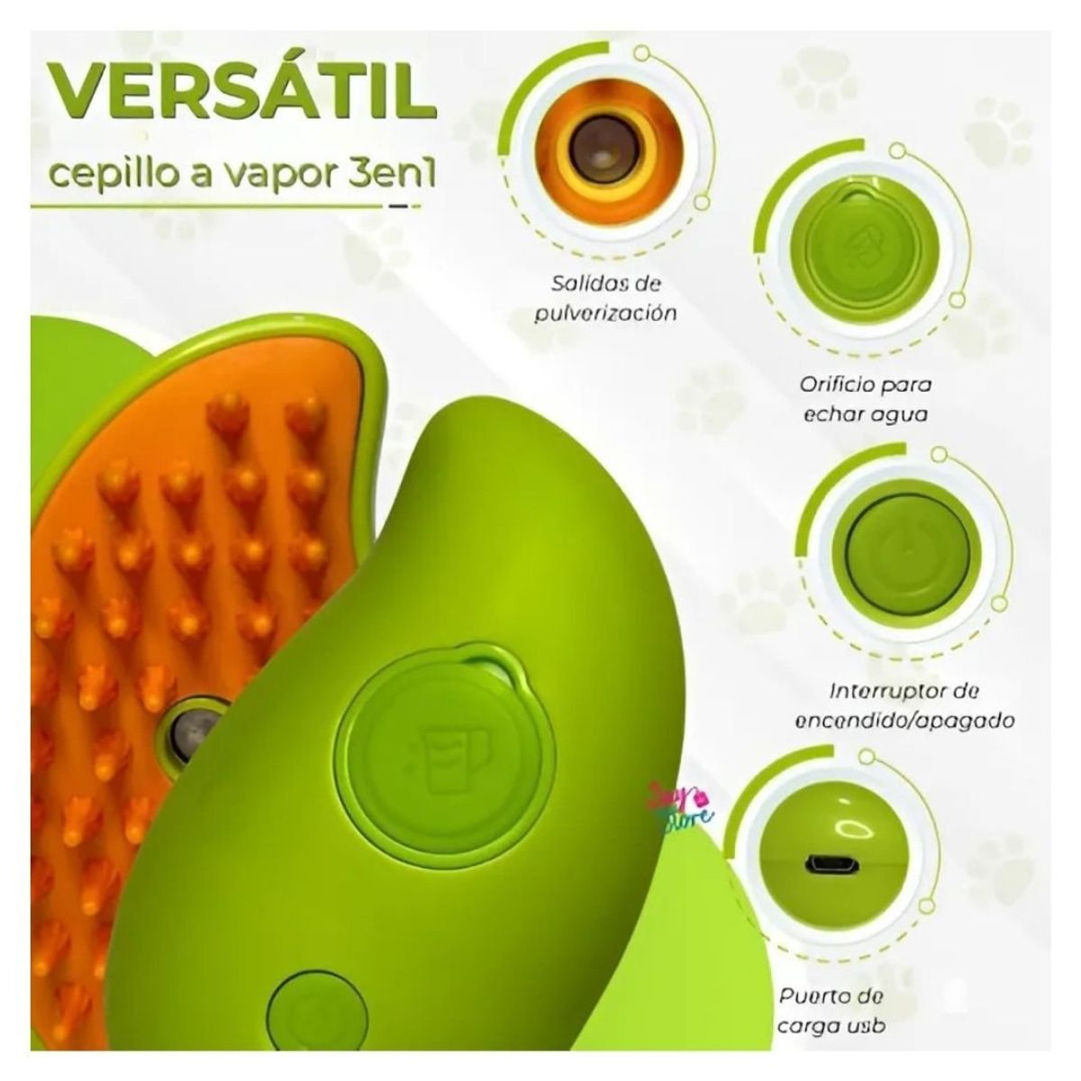 GENERICO - Cepillo de Vapor Portátil Recargable Para Mascotas