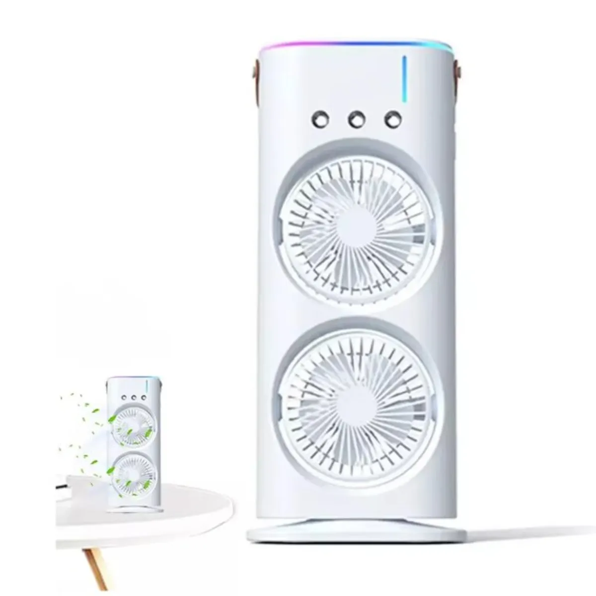 GENERICO - Ventilador Doble Aire Frio y Humificador con control remoto Recargable