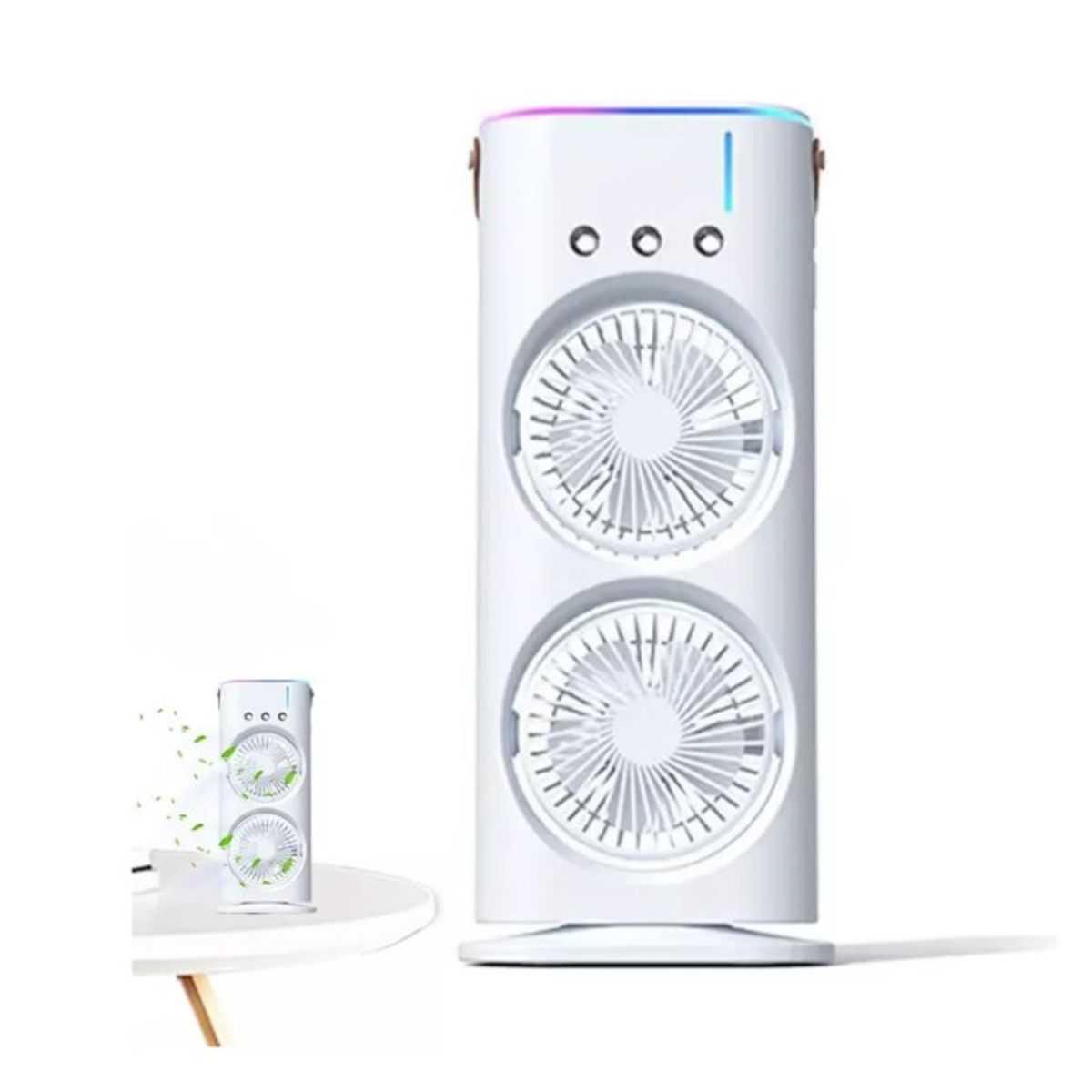 GENERICO - Ventilador Doble Aire Frio y Humificador con control remoto Recargable