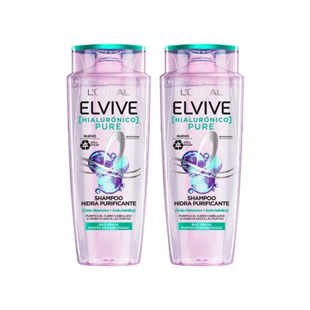 GENERICO - Hialurónico Pure ShampoolOréal Paris 370ml 2 Unid