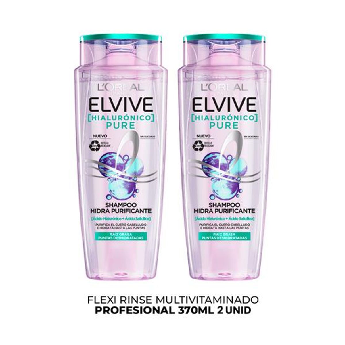 GENERICO - Hialurónico Pure ShampoolOréal Paris 370ml 2 Unid