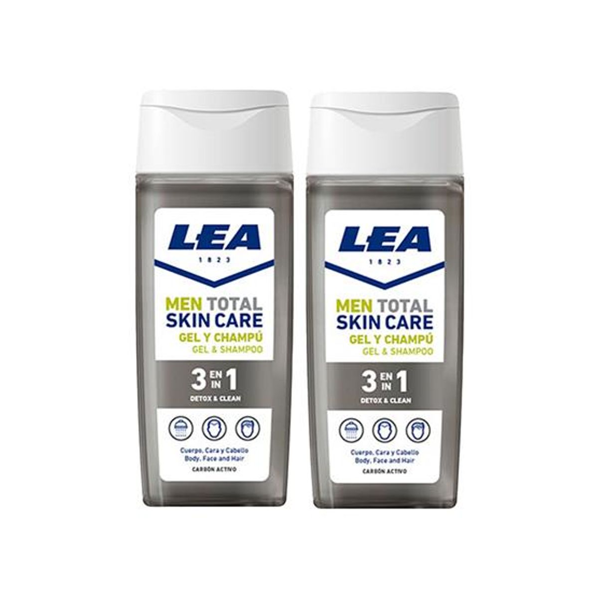 GENERICO - Gel y Shampoo Lea 3 En 1 Frasco 300ml Carbón Activo 2 Unid