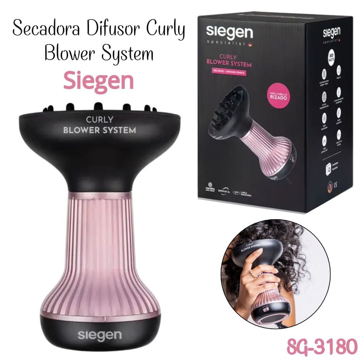 SIEGEN - Secadora Siegen Difusor Curly Blower System SG-3180