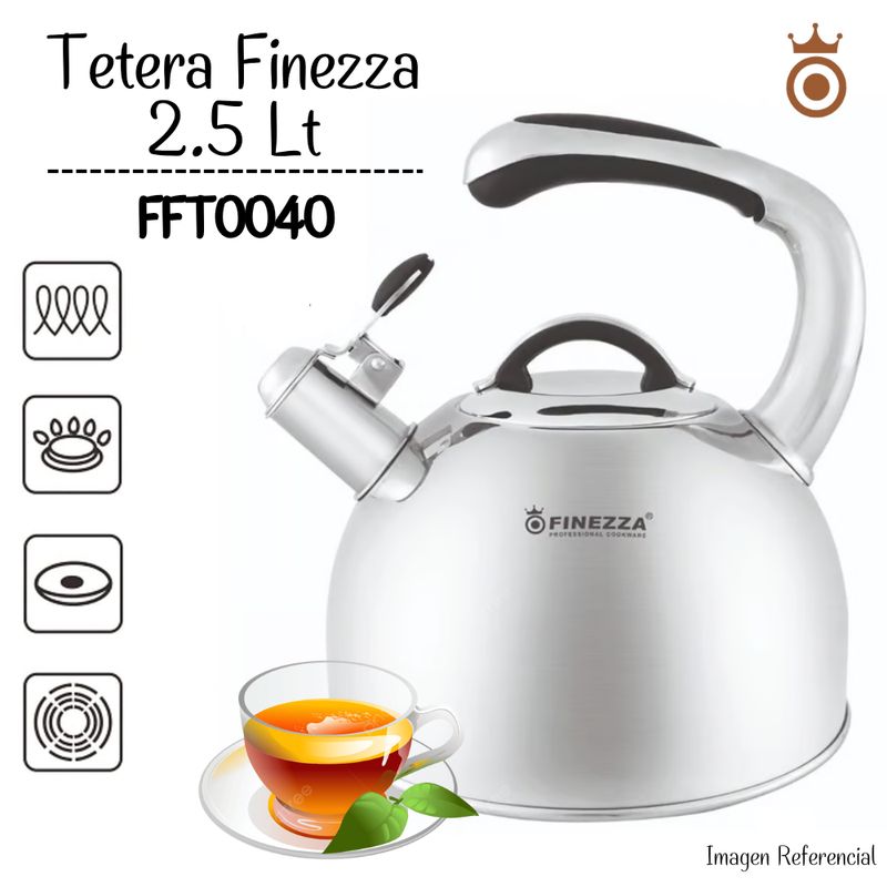 FINEZZA - Tetera Finezza De Acero Inoxidable de 2.5 Lts - FF-T0040