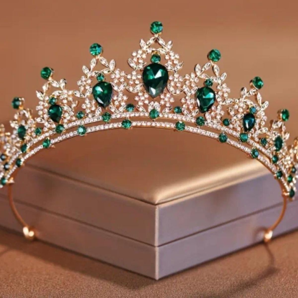 GENERICO - Tiara Corona de Cumpleaños Verde y Dorado