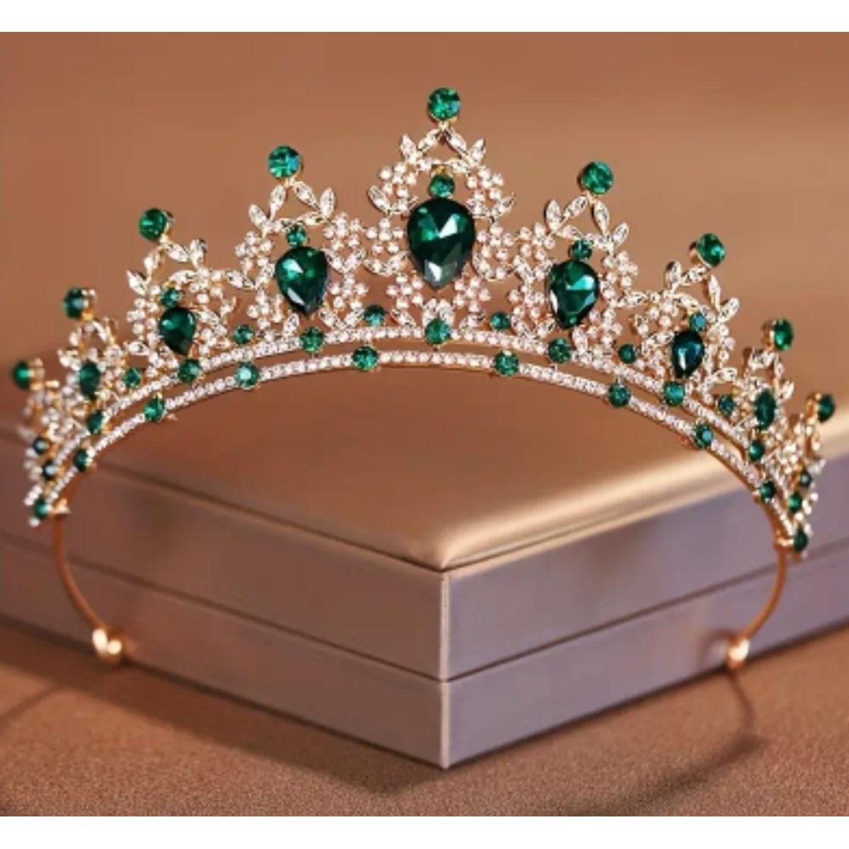 GENERICO - Tiara Corona de Cumpleaños Verde y Dorado