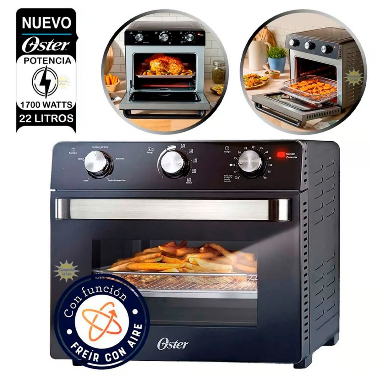 OSTER - Horno oster con freidora de aire 22 litros TSSTTVMAF1NS
