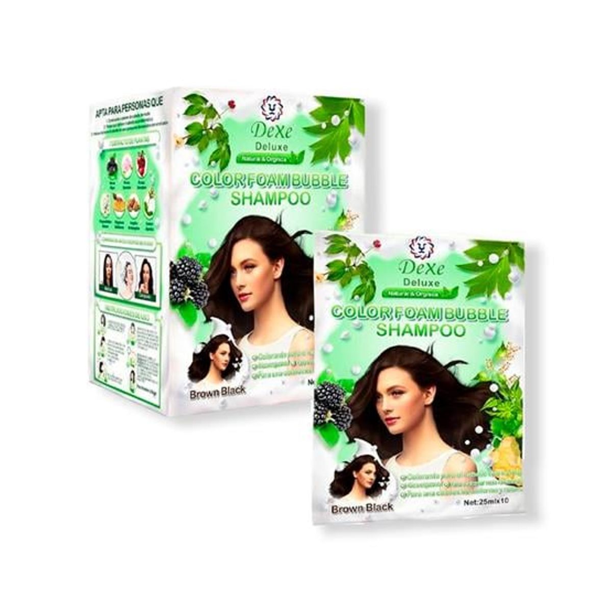 GENERICO - Shampoo Pinta Canas Marrón Oscuro - Dexe 10 Piezas