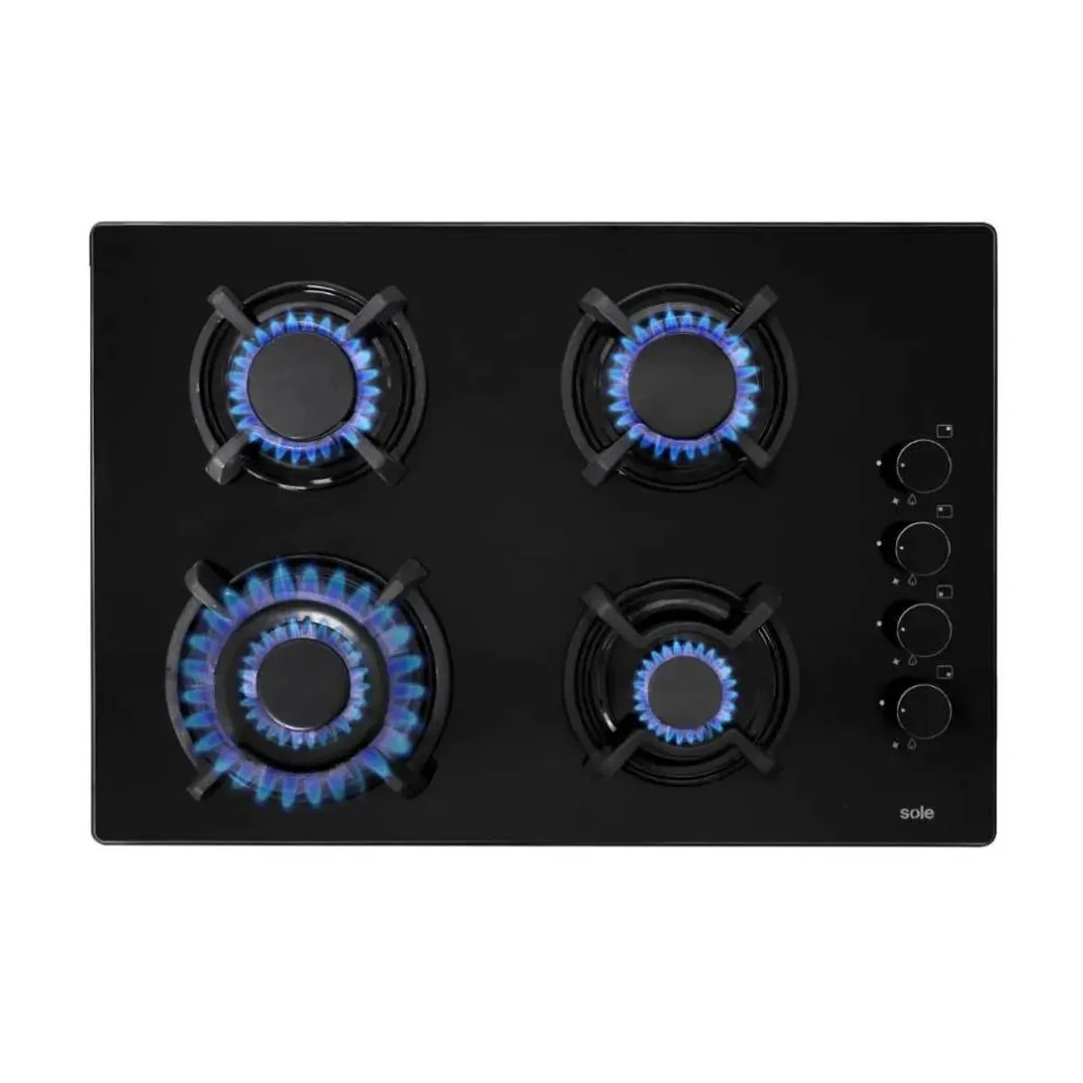 SOLE - Cocina Empotrable A Gas 4 Hornillas 65Cm Black Sole SOLCO047V3
