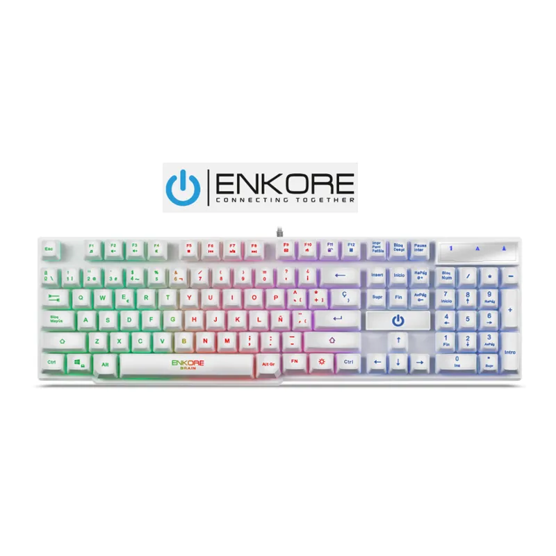 ENKORE - Teclado Gamer BRAIN ENK603W USB RAINBOW ENKORE
