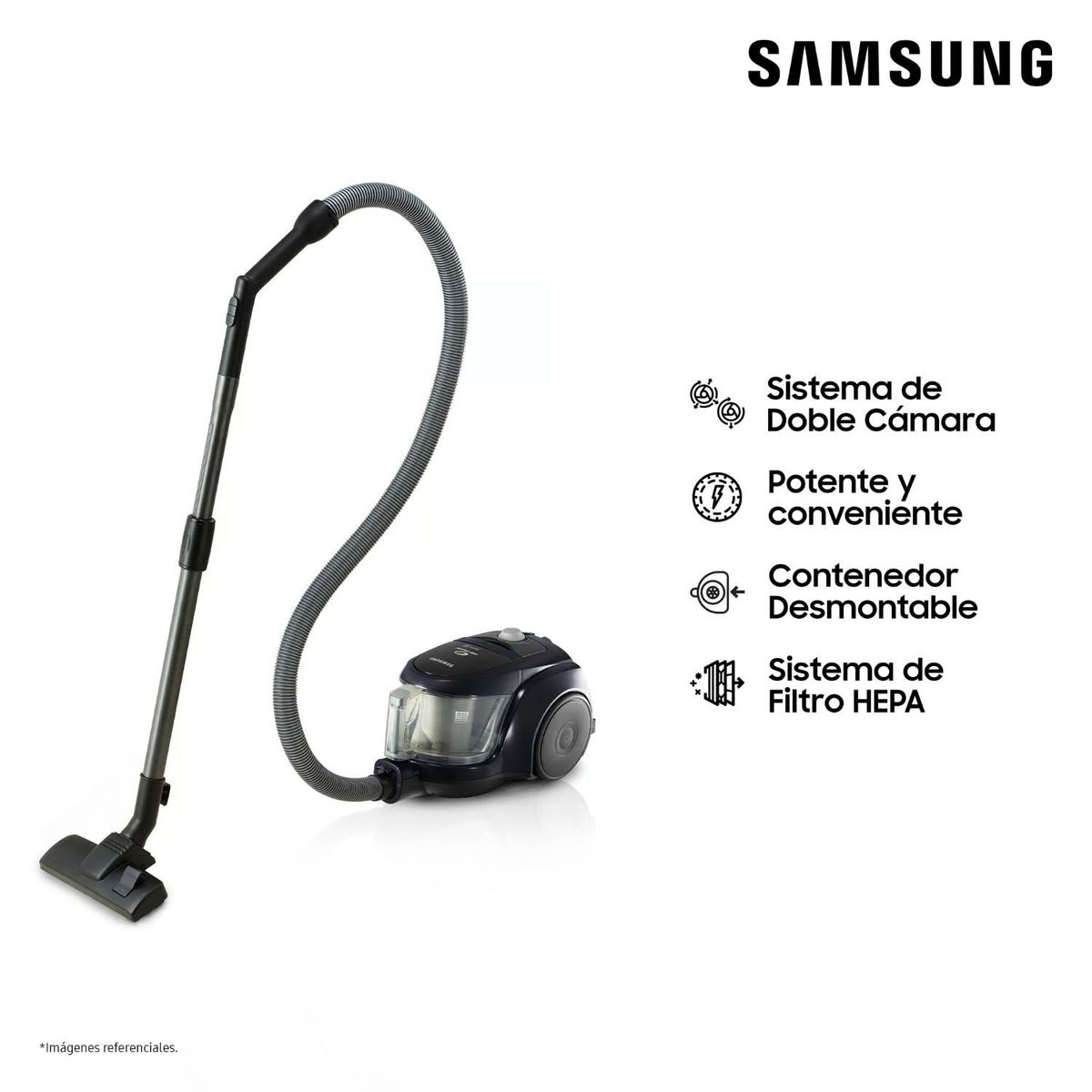 SAMSUNG - Aspiradora Samsung Ciclónica Con 2000 W Negra Vcc4580v3k/xzs