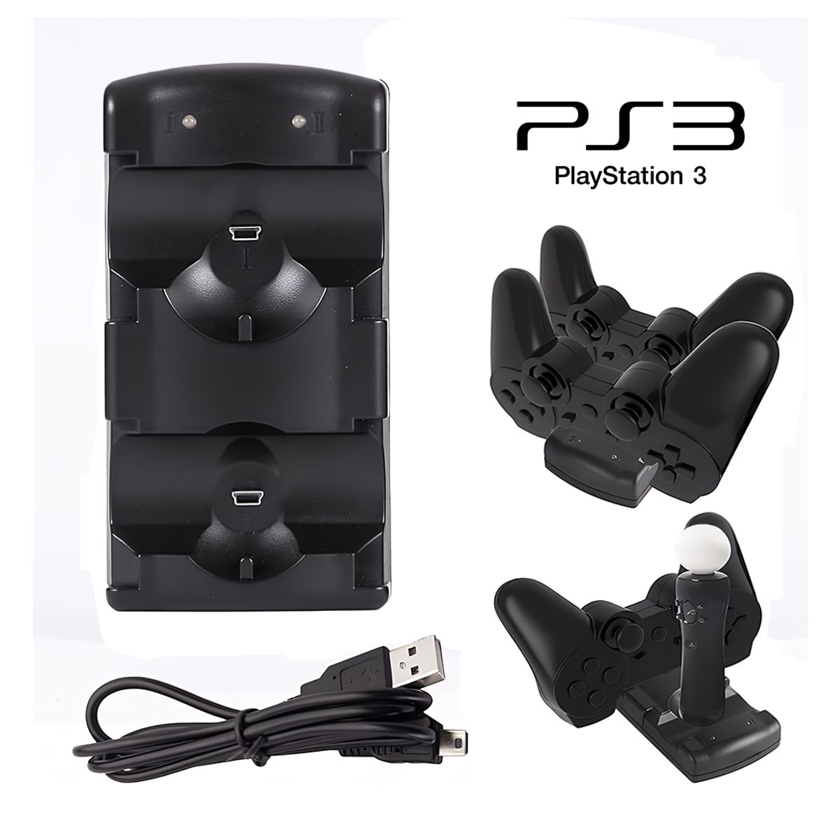 GENERICO - Cargador Dual / Soporte para Controles y Move de PlayStation 3