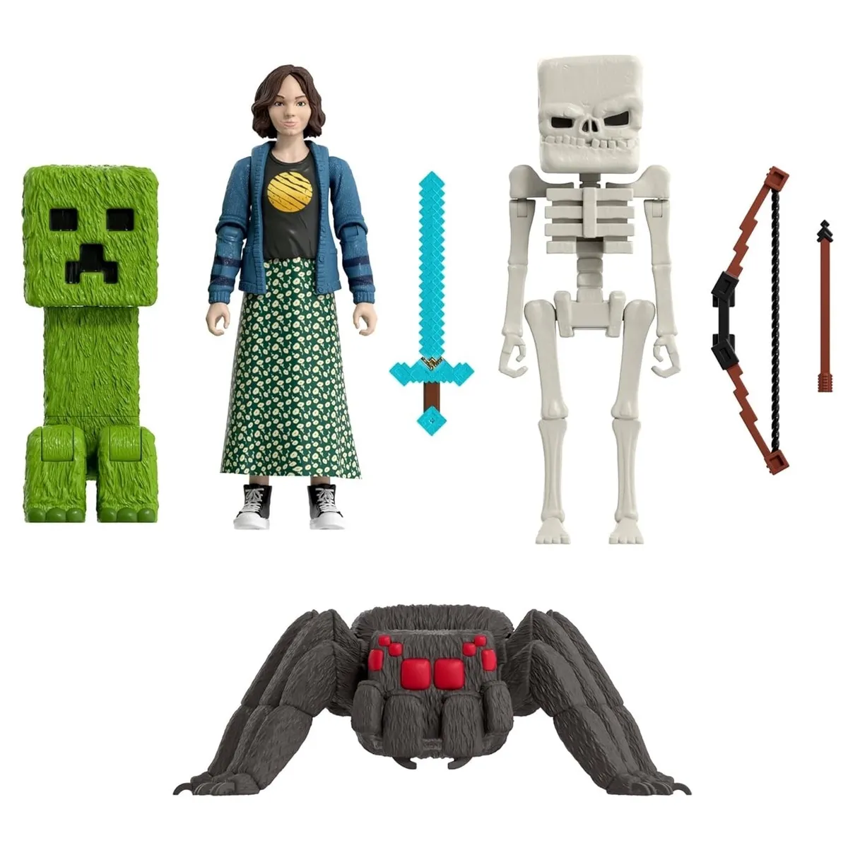 MINECRAFT - Set 4 Figuras Story pack Creeper Esqueleto araña & Natalie