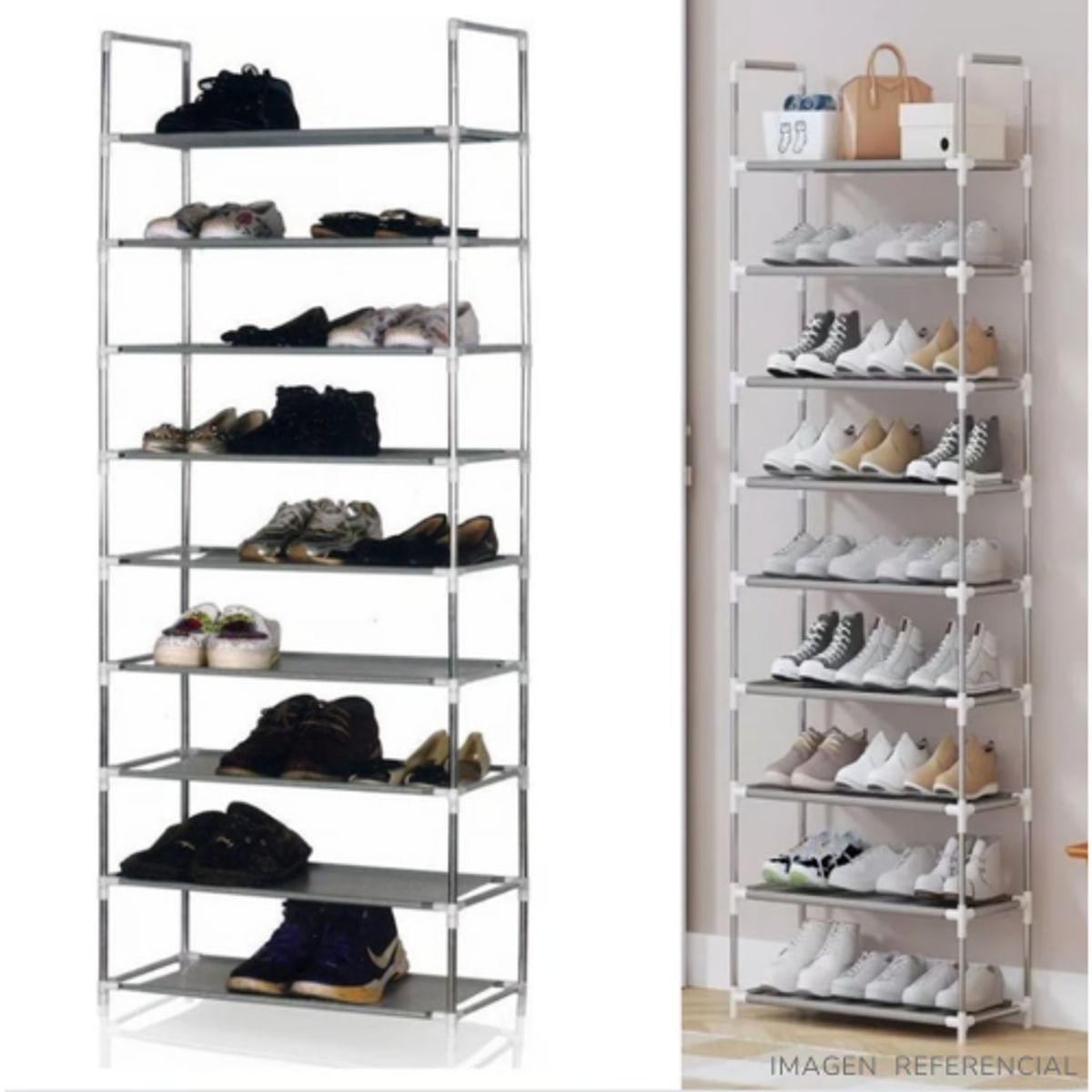 INSPIRA MARKET - Zapatera organizador de 9 niveles Metalico Grey