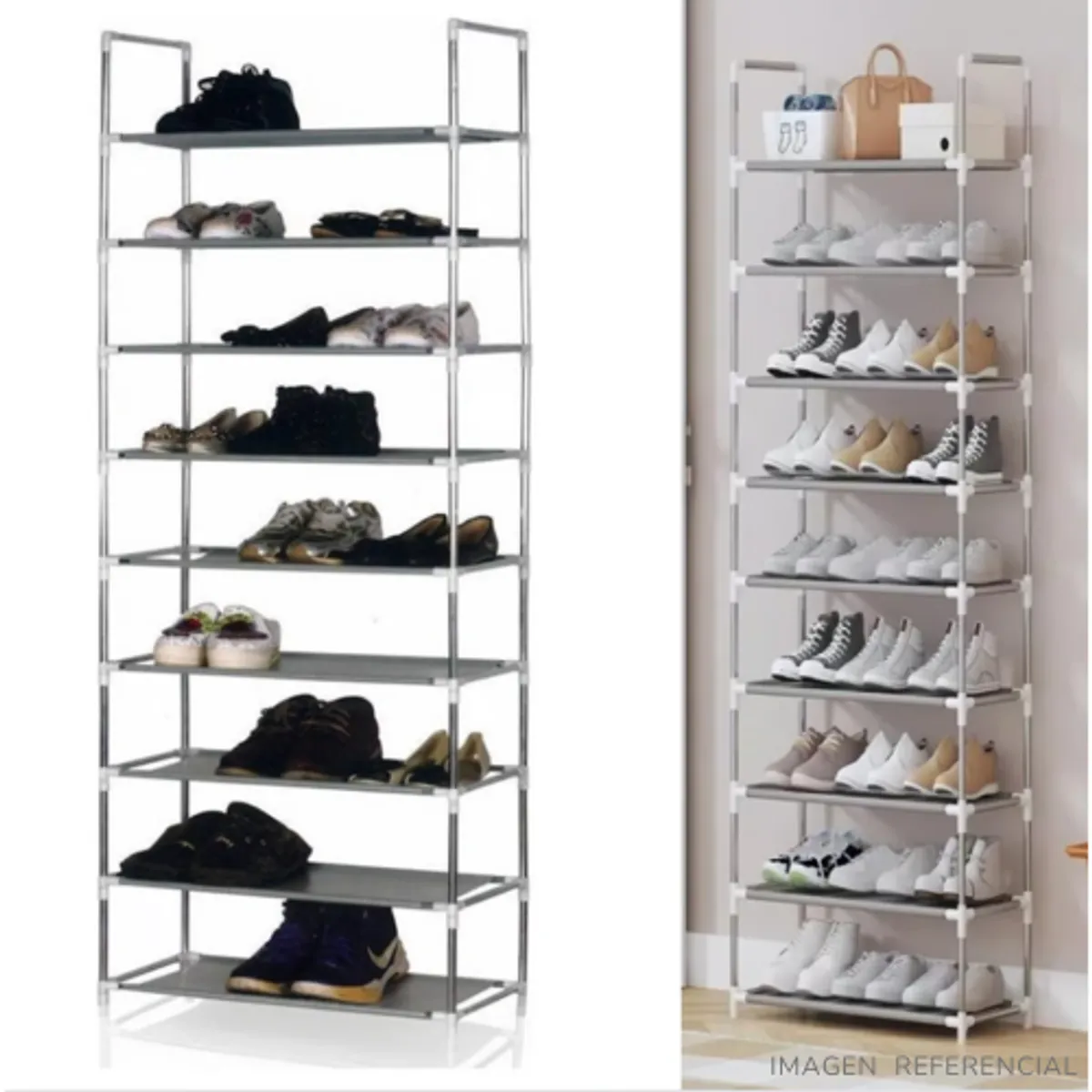 INSPIRA MARKET - Zapatera organizador de 9 niveles Metalico Grey