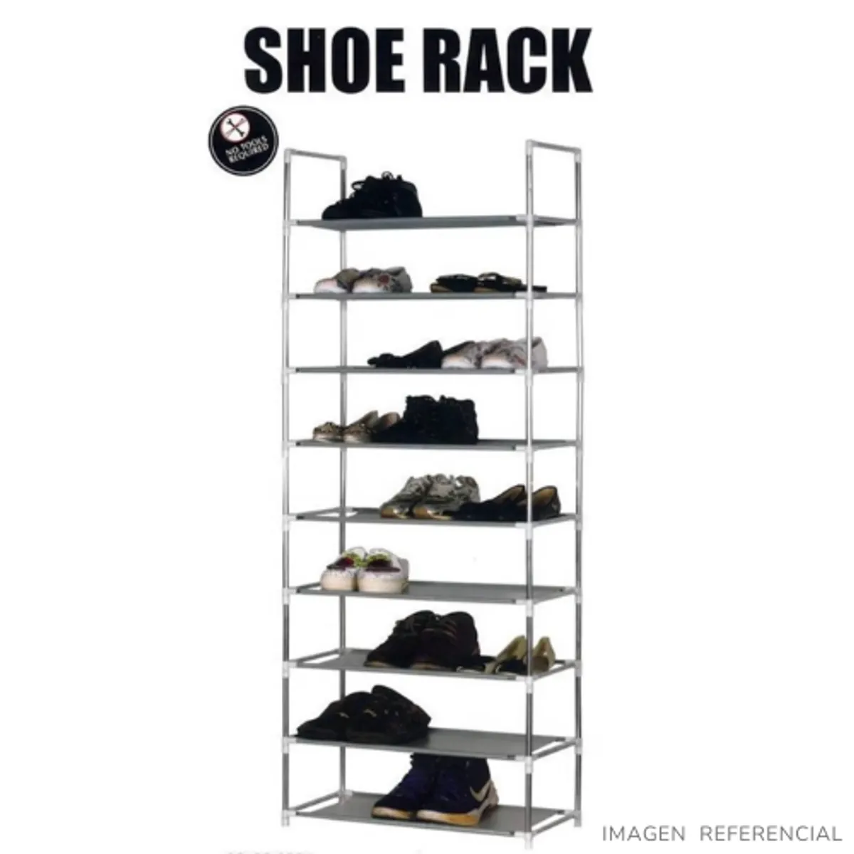 INSPIRA MARKET - Zapatera organizador de 9 niveles Metalico Grey