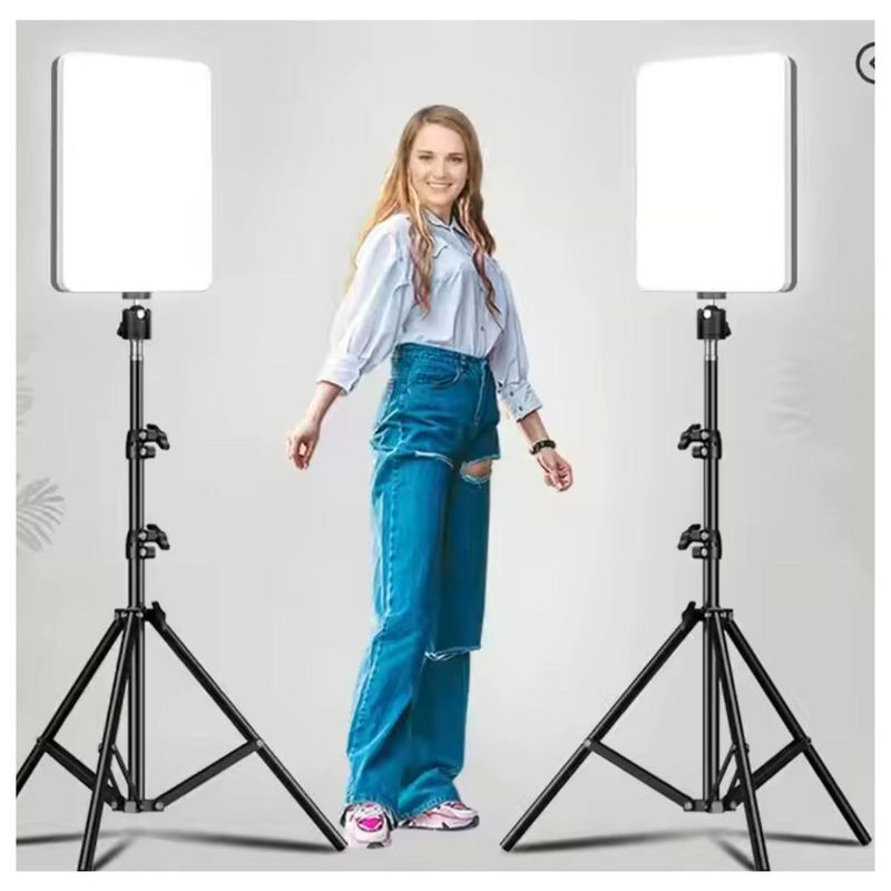 GENERICO - Lámpara Panel luz Led Cálida RL-19 Fotografía Profesional + Trípode + Control Remoto