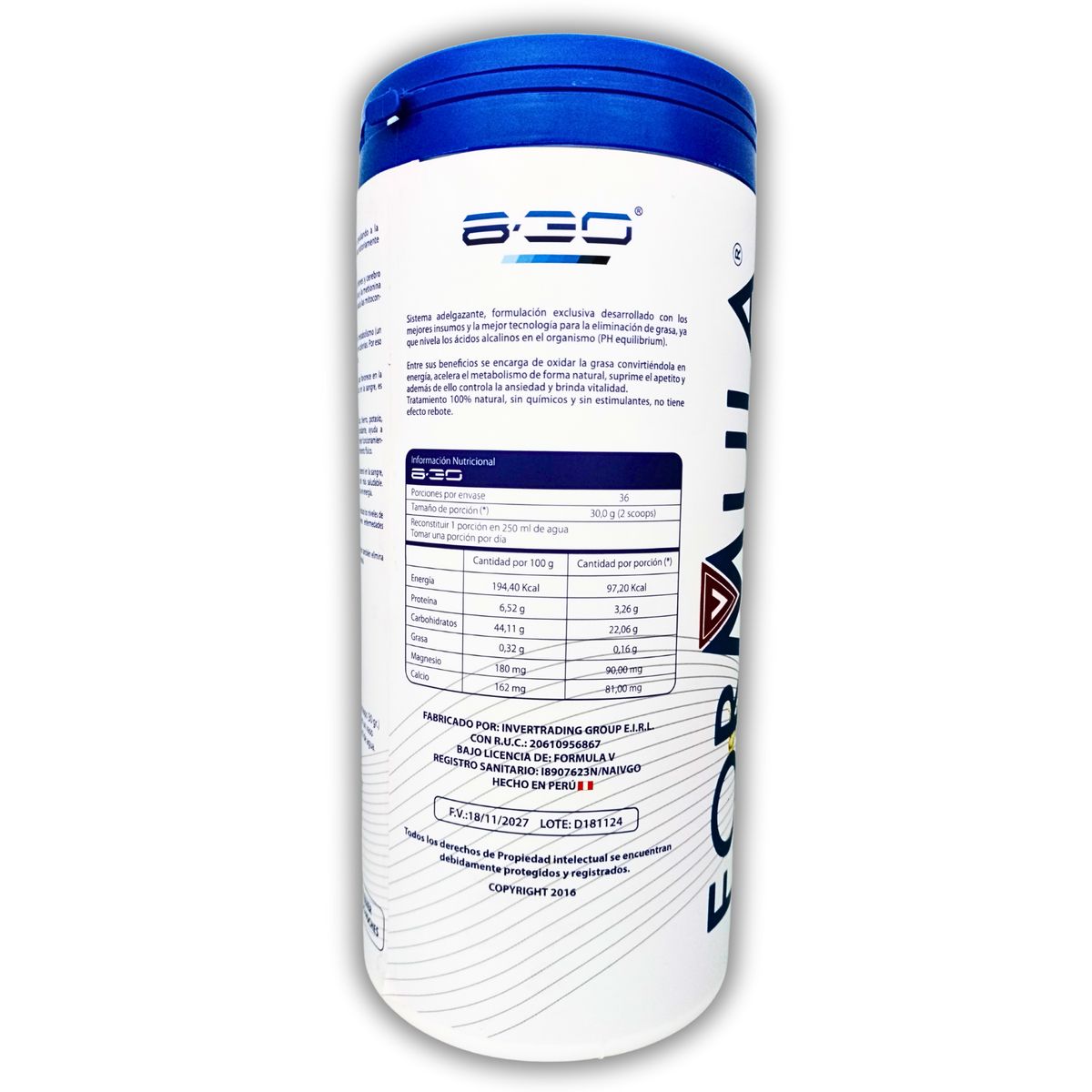 GENERICO - ADELGAZANTE NATURAL QUEMADOR GRASA PERDER PESO 1.1 KG FORMULA V