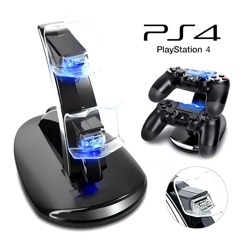 GENERICO - Cargador Dual / Soporte para Controles de PlayStation 4