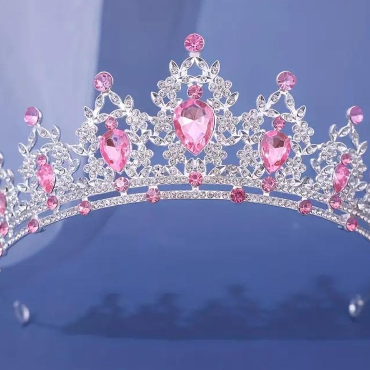 GENERICO - Tiara Corona de Cumpleaños Rosado y Plateado