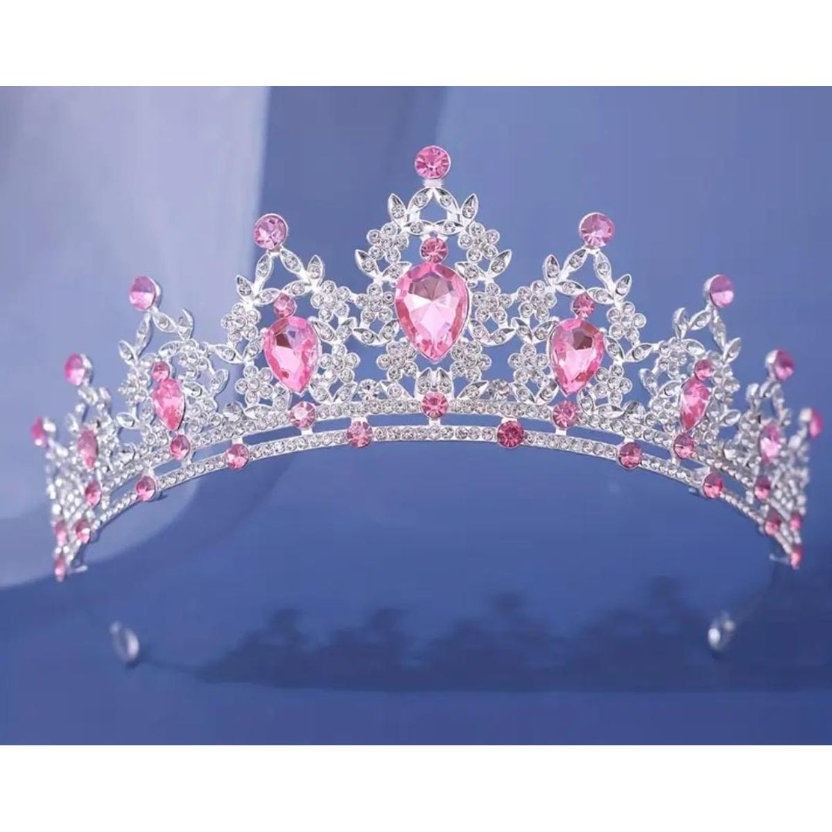 GENERICO - Tiara Corona de Cumpleaños Rosado y Plateado