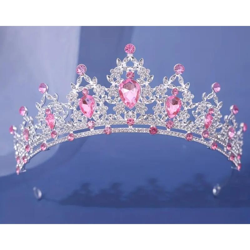 GENERICO - Tiara Corona de Cumpleaños Rosado y Plateado