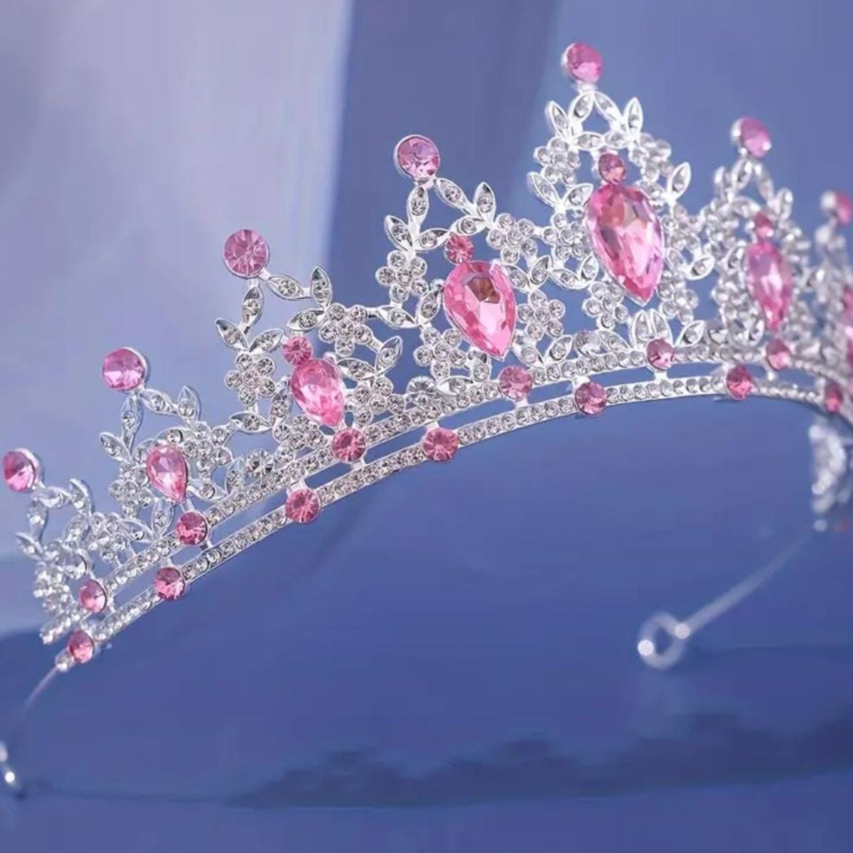 GENERICO - Tiara Corona de Cumpleaños Rosado y Plateado