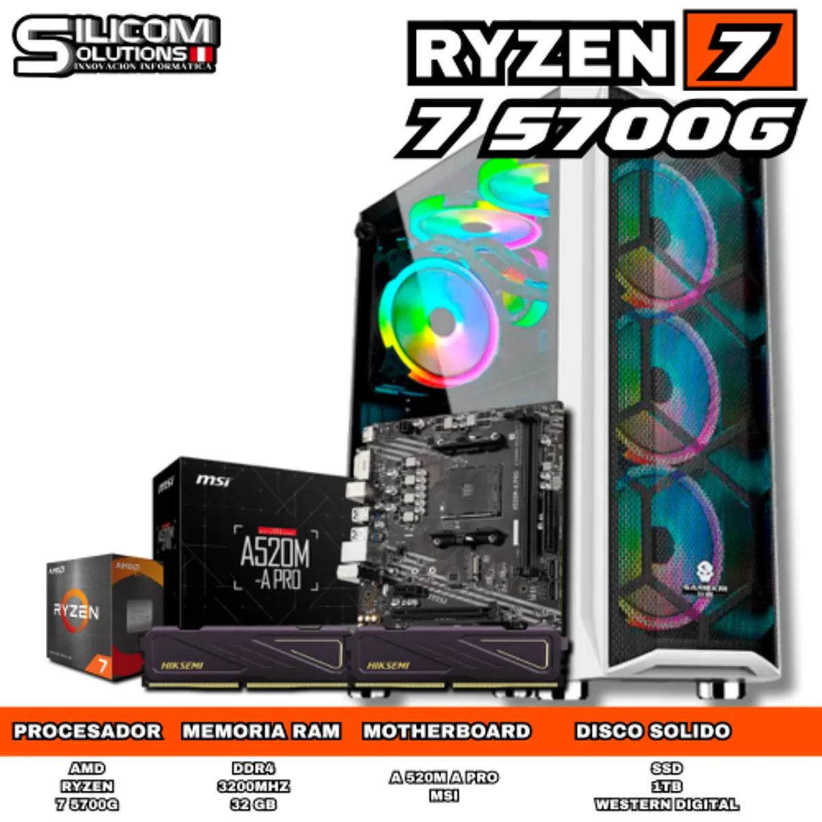AMD - PC GAMER RYZEN 7 5700G +32GB RAM+1TB SDD
