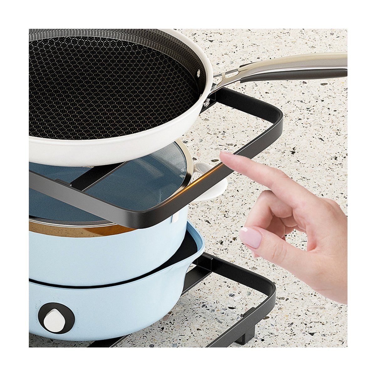 GENERICO - Organizador Para Ollas Sartenes Tapas 4 Niveles Multiuso