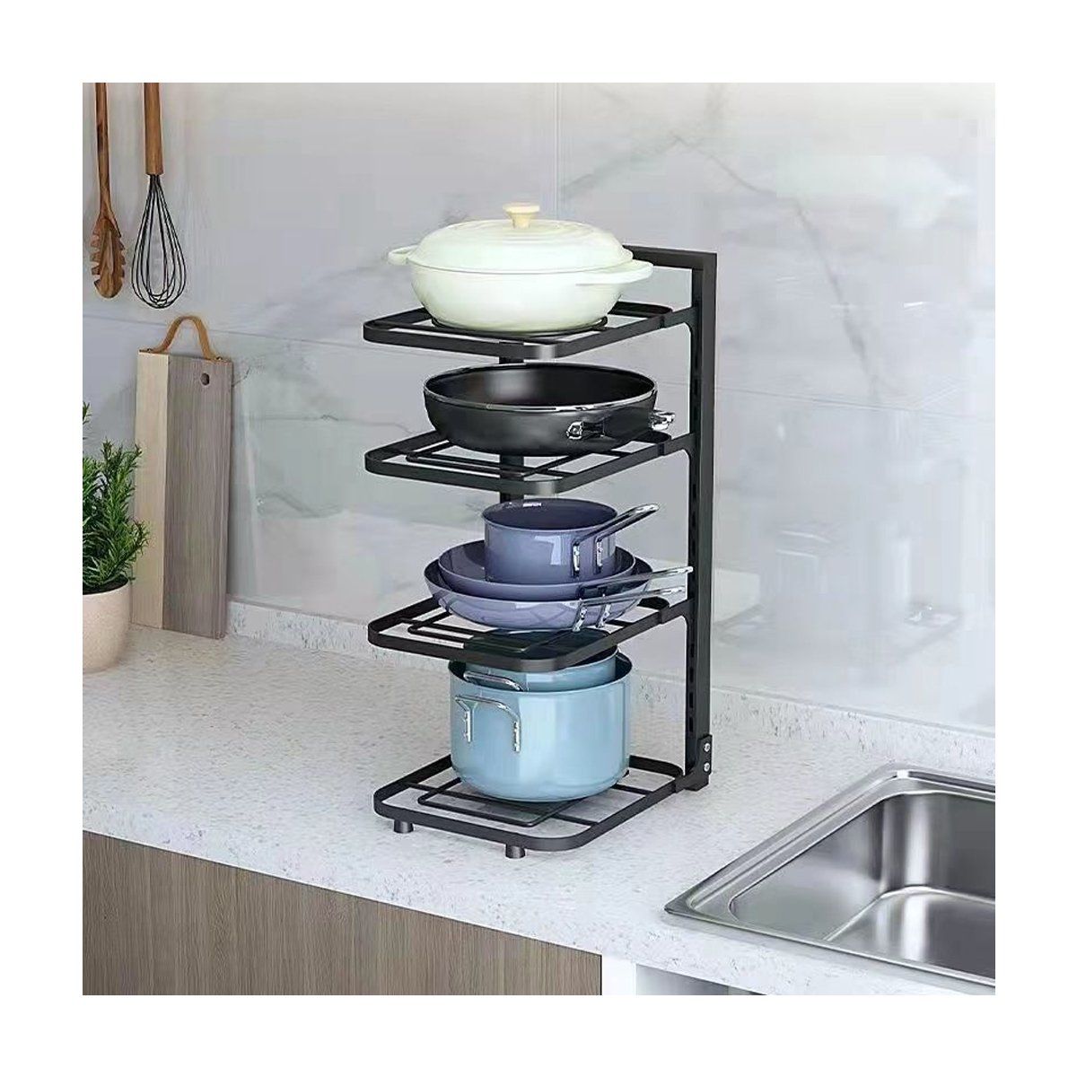 GENERICO - Organizador Para Ollas Sartenes Tapas 4 Niveles Multiuso