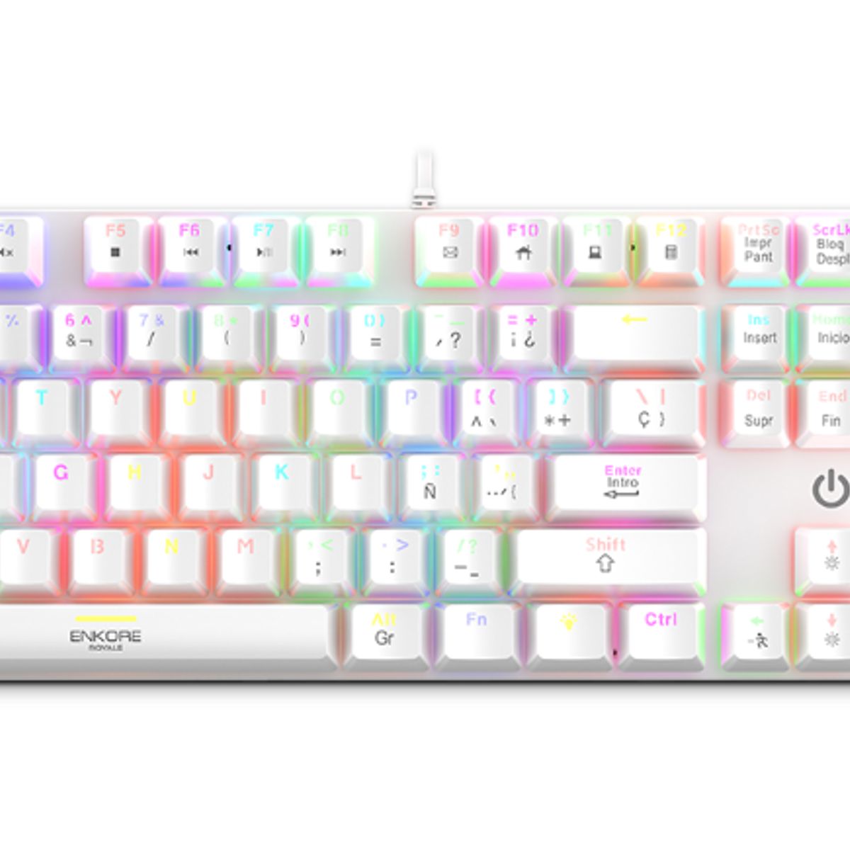 ENKORE - Teclado Gamer Mecanico ROYALE ENK1003w WHITE RGB USB ENKORE